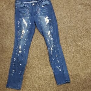 Women's Blue Distressed Jeans